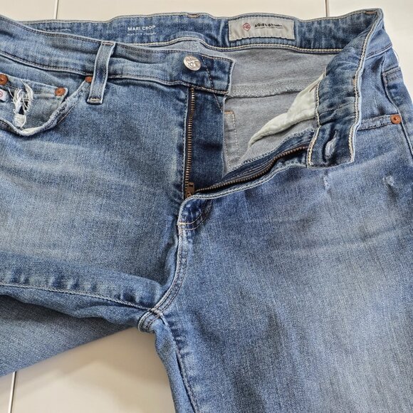 AG Adriano Goldschmied Jeans Womens 30R Blue High Rise Mari Crop Distressed Boho - Picture 10 of 16